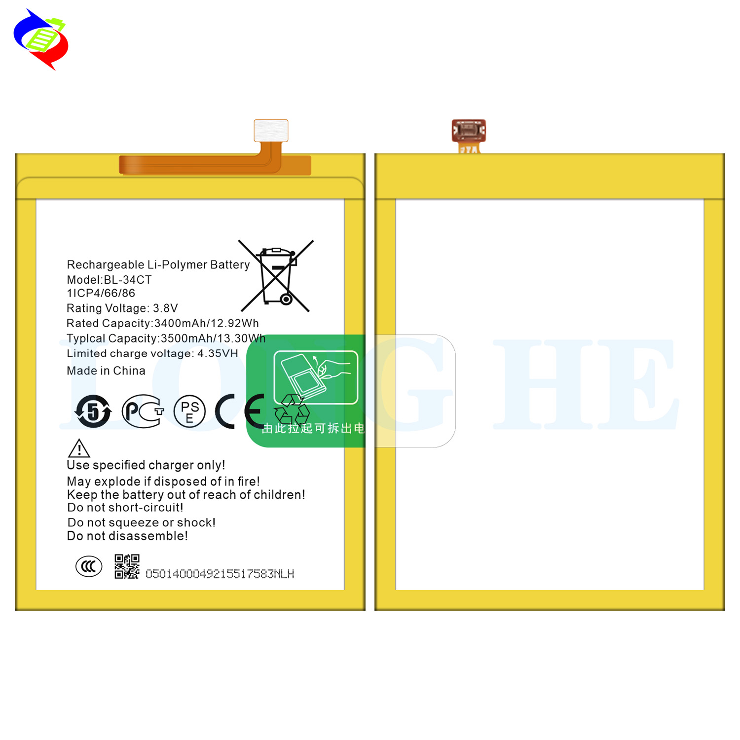 High Capacity KB8 Spark 3 Pro Battery BL-34CT for Tecno Spark Youth KA6 Mobile Phone Accessory