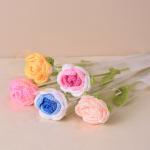 Handmade Knitted Rose Artificial Flowers, Crochet Floral Bouquet, DIY Yarn