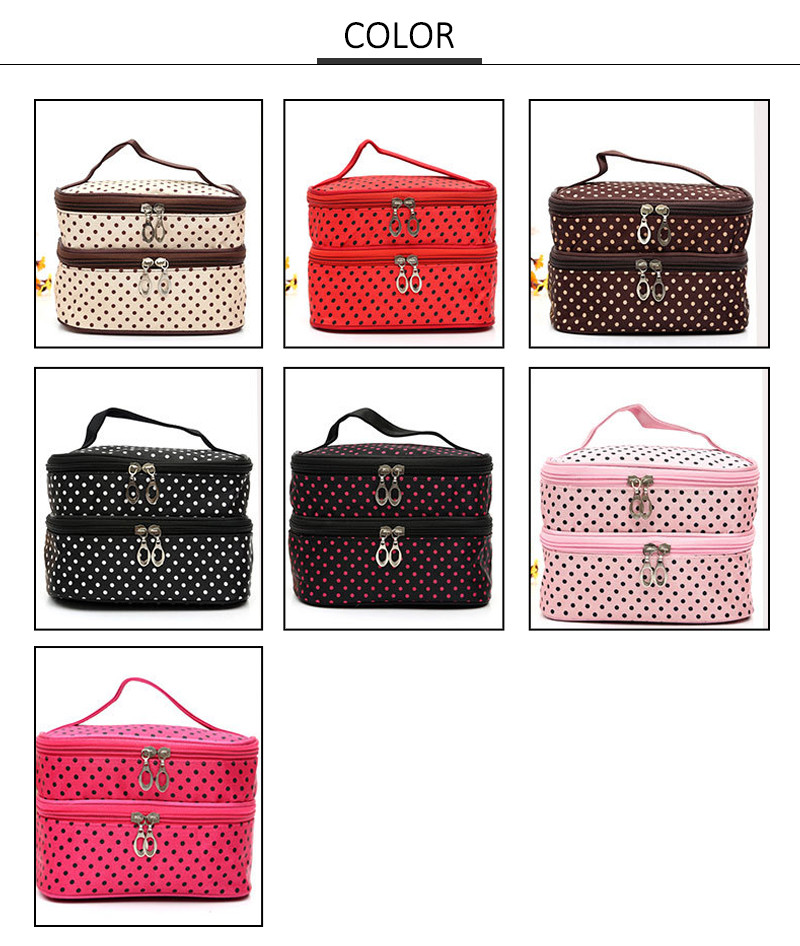 Multifunction Washable Double Layer Polyester Cosmetic Bag