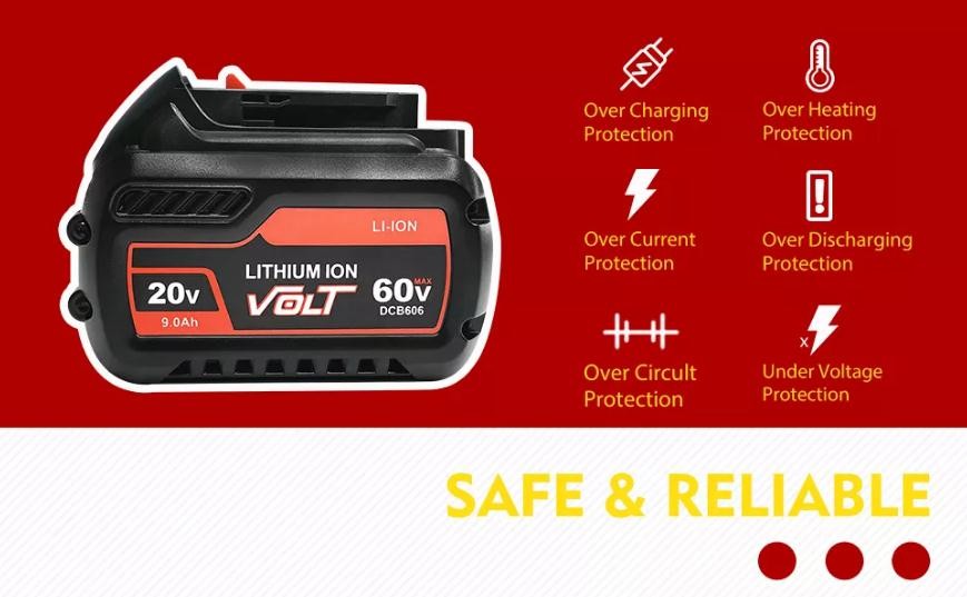 20V 60V 6.0Ah Power Tools Battery Dewalt Drill 20v Battery Replacement