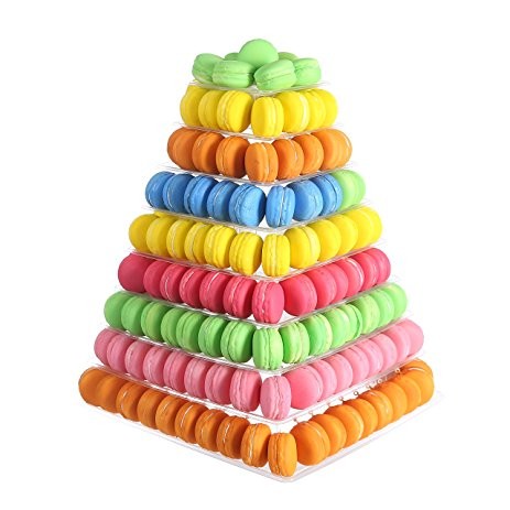 Black 9 Tier Blister Plastic Macaron Packaging Convenient Macarons Tower Stand