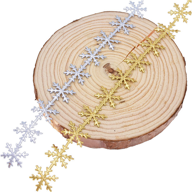25mm Ultrasonic Snow Ribbon For Christmas Tree Silver Gold Color