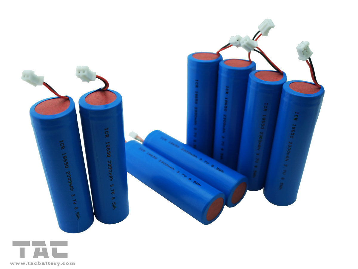 3.7V ICR18650 / 2300mAh Lithium Ion Cylindrical Battery with connector