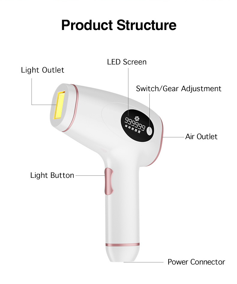 Hot selling 999999 flashes IPL Hair Removal Epilator with LED screen Permanent Hair Removal instrument For Home use