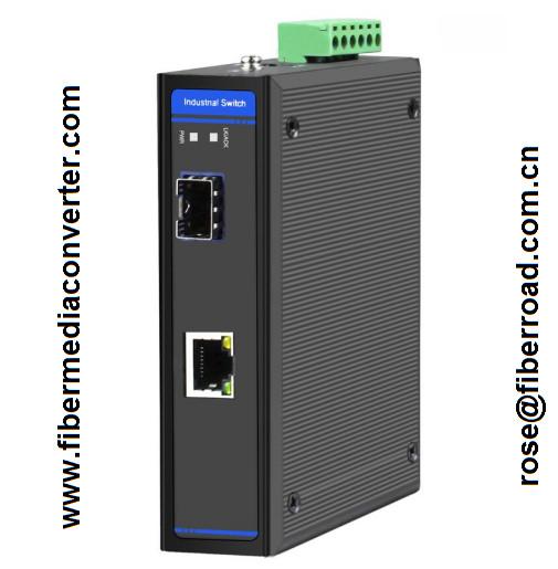 1x10/100/1000Base-TX to 1x1000Base-FX Industrial Fiber Media Converter (PoE in