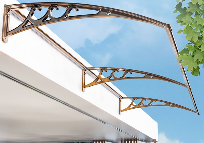 Polycarbonate Sheet Waterproof Window Canopy with 1000mm Width and Black Bracket Color