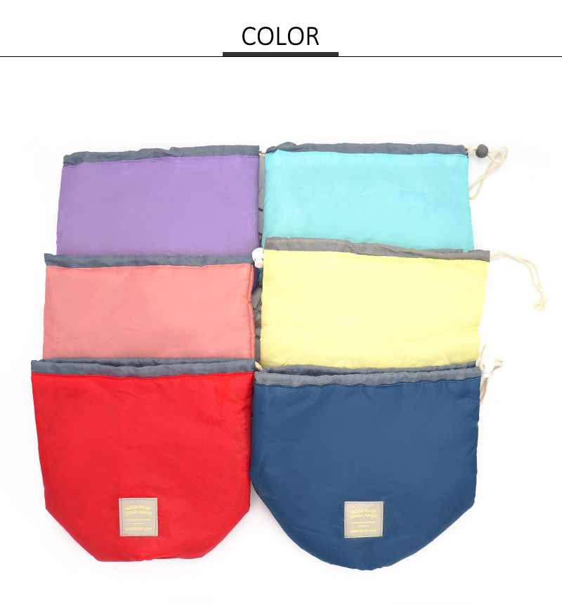 Round Drawstring Polyester Cosmetic Bag For Travel