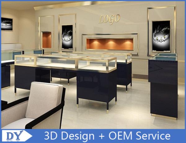 Buy cheap Fashion Wooden Jewelry Display Cases With Led Lights White + Black Coating from wholesalers