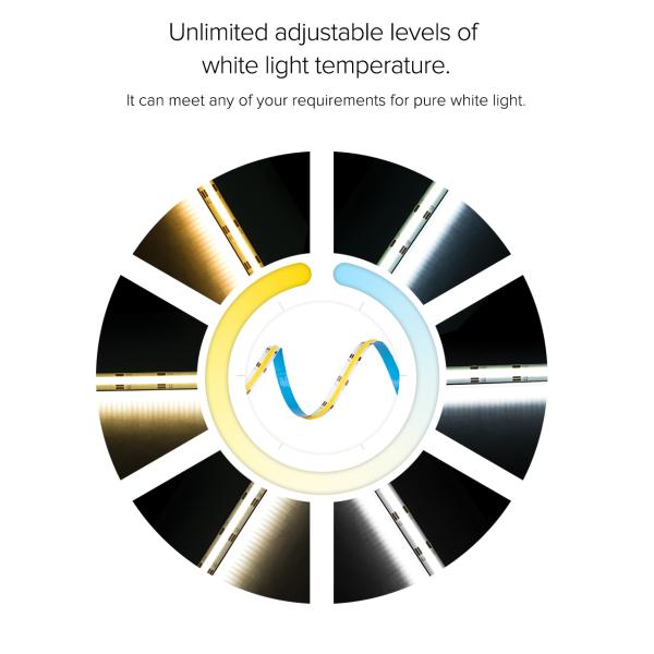 CCT Tunable White COB Flexible LED Strip High Density Flexible DC 24V
