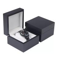 Buy cheap Customized Black Matte Single Watch Boxes Pu Leather Square Wooden product
