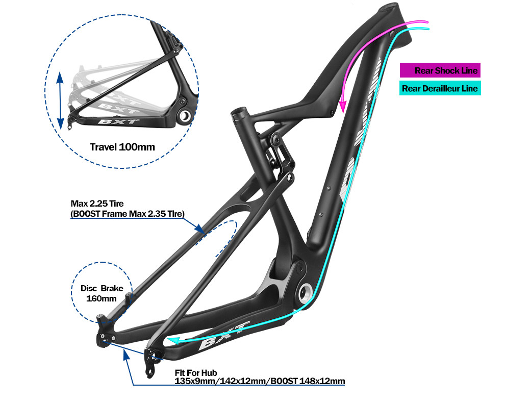 29 Full Suspension Carbon Frames MTB Boost Custom Mountain Bike Frame
