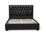160*200cm PU Tufted Headboard Queen Bed Frame Black Plastic Leg