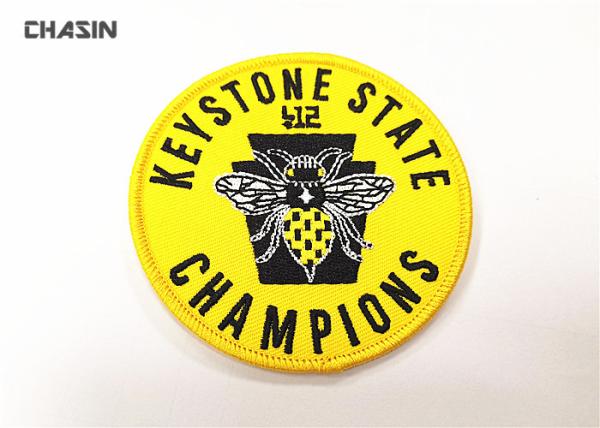 Buy cheap Heat Seal Backing Bee Embroidered Badge Patch Twill Fabric Merrow Border For Bag from wholesalers