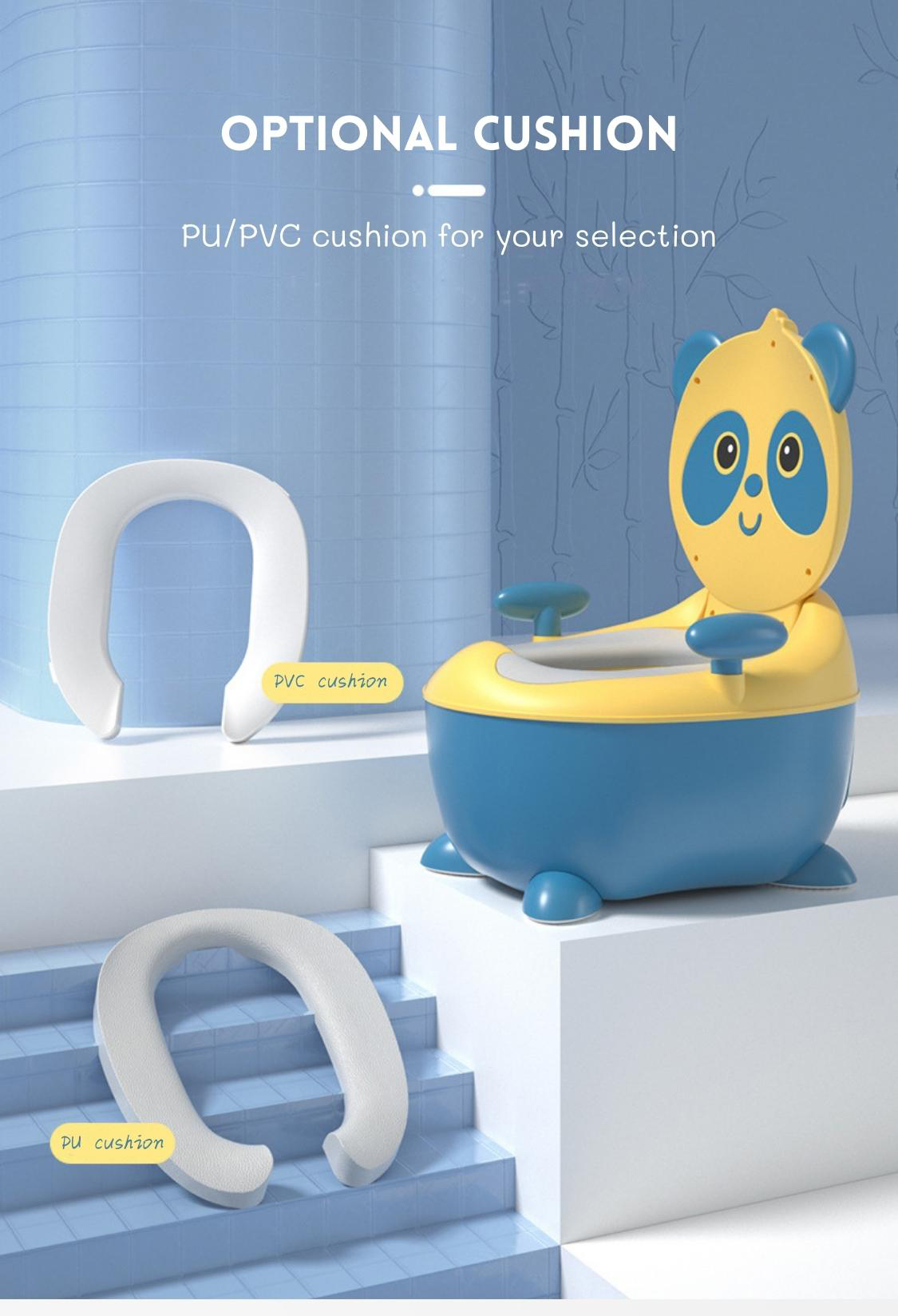 Cartoon Panda Shape Baby Potty Toilet with Custom Logo EN71 Certified Blue/Yellow/White/Black