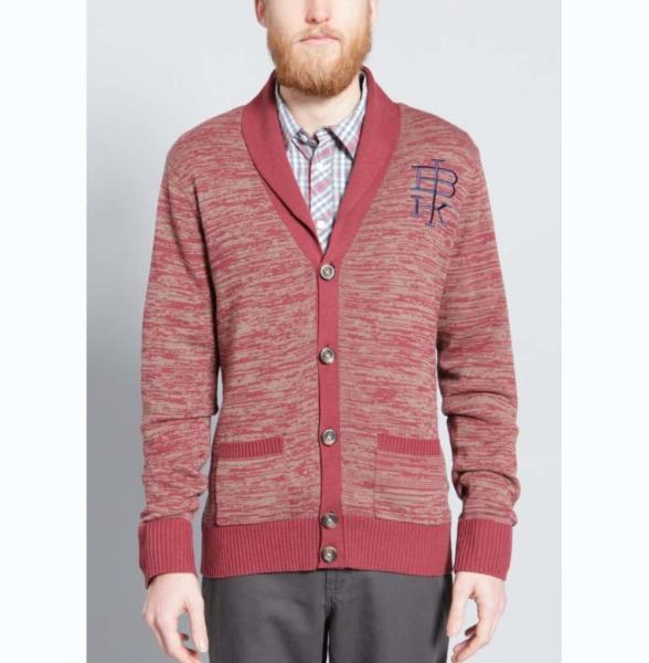 Buy cheap Warm Mens Full Zip Cardigan Sweater , Red Cardigan Sweater With Embroidery from wholesalers