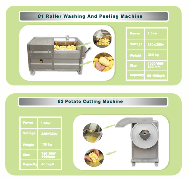 100kg Per Hour French Fry Production Line With Food Grade 304 Stainless Steel