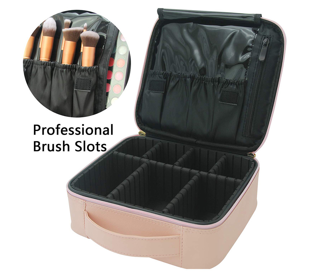 Shake Proof PU Leather Makeup Storage Bag With Eva Dividers