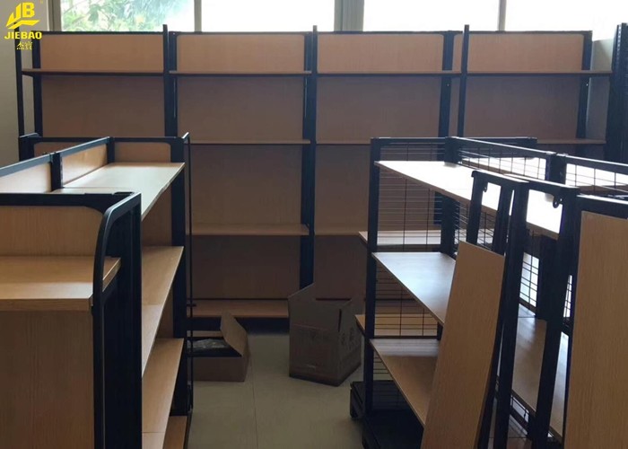 Convenience Store Wood And Metal Shelves 30kg/ Layer Load Capacity
