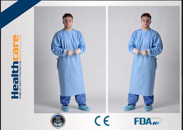 Quality Breathable Sterile Disposable Hospital Gowns 4 Ties Adjustable Neck Free Sample for sale