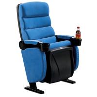 Buy cheap Blue Fabric PP Theater Seating Chairs Movable Armrest Iron Metal Type product
