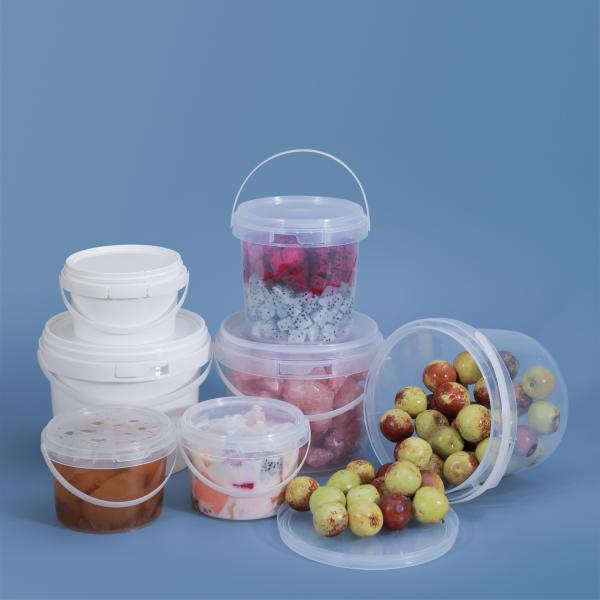 Buy cheap Transparent Round Plastic Food Storage Buckets Capacity 280ml/450ml/650ml Food Grade from wholesalers