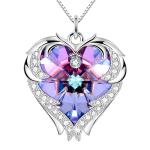 18in 0.29oz Sterling Silver Heart Pendant Necklace Trendy Pink Crystal Heart