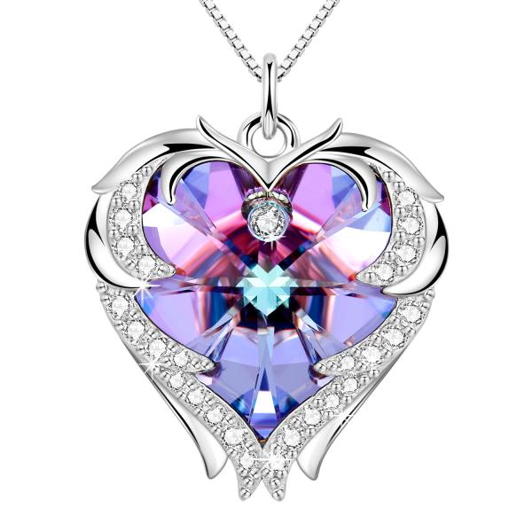 Buy cheap 18in 0.29oz Sterling Silver Heart Pendant Necklace Trendy Pink Crystal Heart Pendant from wholesalers