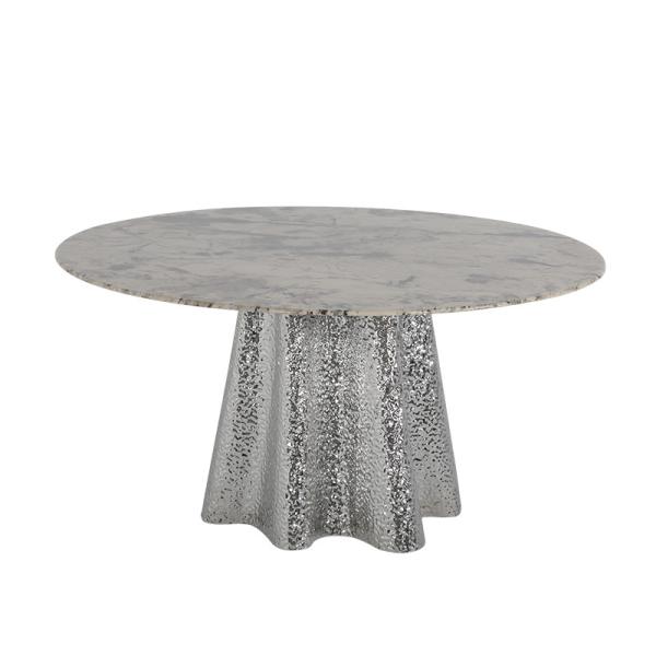 Buy cheap Customized Marble Round Dining Table For 6 Marble Top Metal Legs from wholesalers