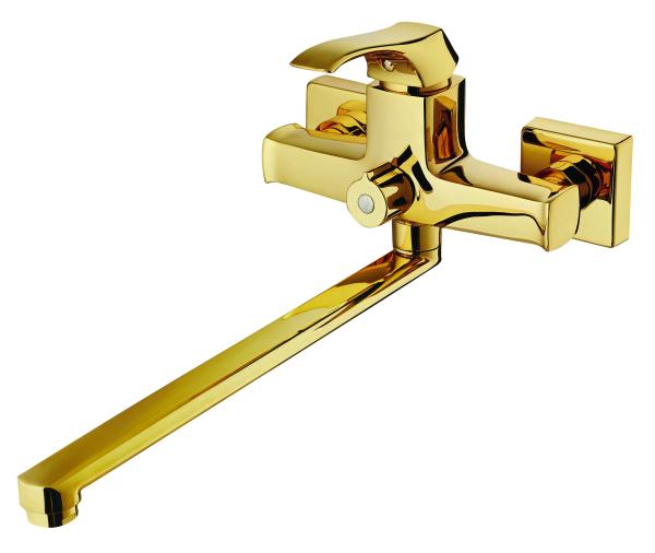 Buy cheap Antirust Light Gold Gold Wall Mount Tub Faucet Extra Long Bath Faucet from wholesalers