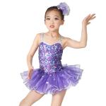 Sequins Hem Tires Dress Girls Dance Costume Dresses Holograms Sequins Sweetheart