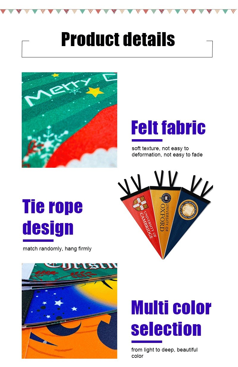 Silk Screen Printing Felt Pennant Banner , 15x20cm Outdoor Pennant Banner