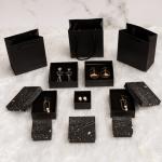 Rectangle Small Jewelry Packaging Boxes Earrings Luxury Paper Gift Box Black