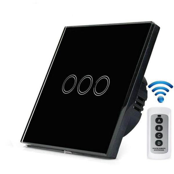 EU Standard White Crystal Glass Panel Touch Switch AC220V Wireless Remote