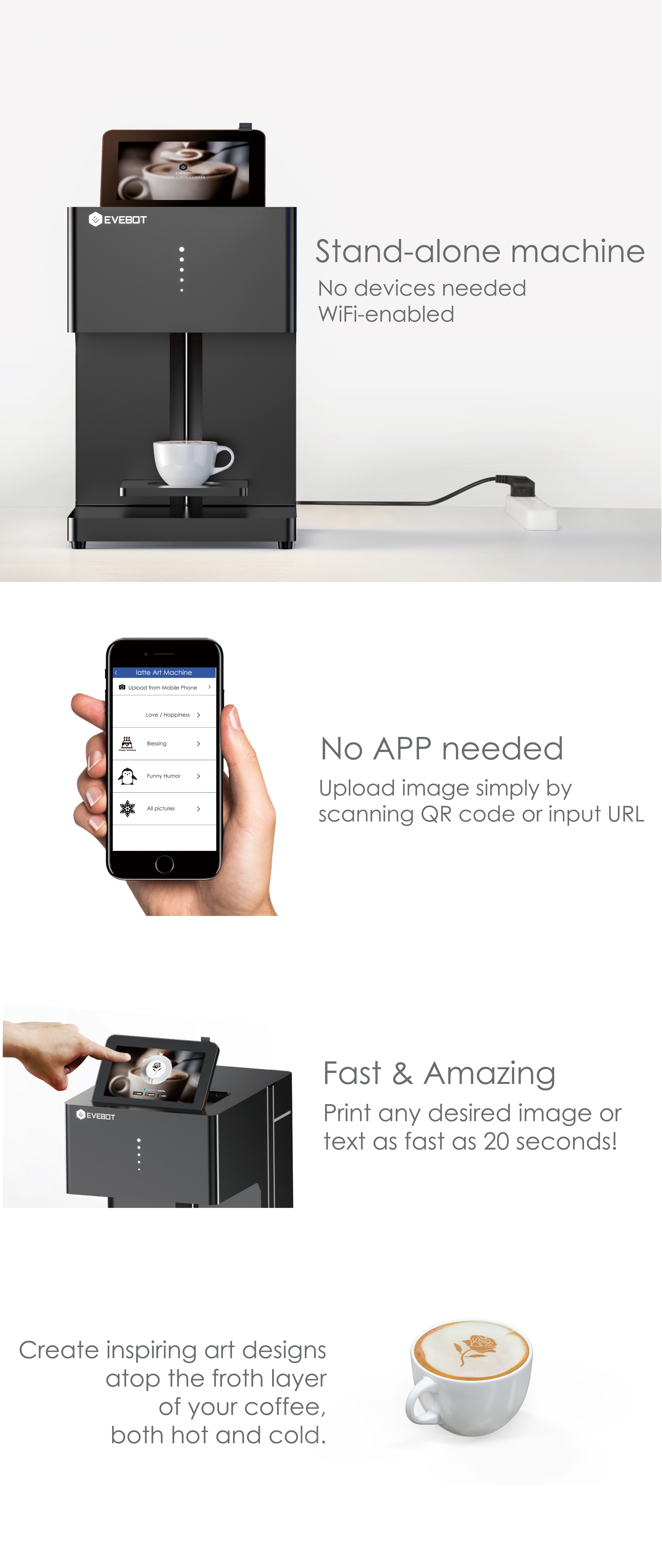 Hot Sale Table Top Coffee Printer Machine For Self Service Table Top Vending Coffee Machine For Cappuccino Espresso Coff