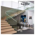 Solid Wood Floating Staircase , Timber Steps Indoor Wood Stairs