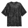 Buy cheap Bulk Mens Sequin T Shirt , Polyeste Back Zipper Metallic Silver T Shirt from wholesalers