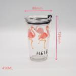 Decorated Pint Ice Tea Glass Cup With Lid And Silicate Straw Cocktail Tumbler