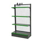 Grid Mesh Back Gondola Shelving Heavy Duty Supermarket Rack Single Sided