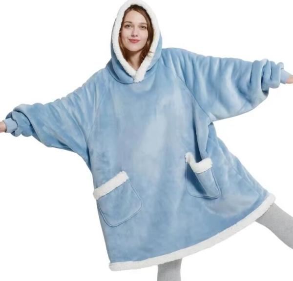 Buy cheap Long Sleeves Flannel Sherpa Oversized Hooded Blankets TV Hoodie Blanket from wholesalers