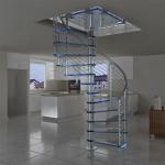 Apartment 600-2200mm Glass Spiral Stairs With Stainless Steel Balustrade