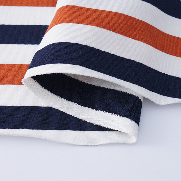Compact Weaving Cotton French Terry Fabric Striped Type For Apparel
