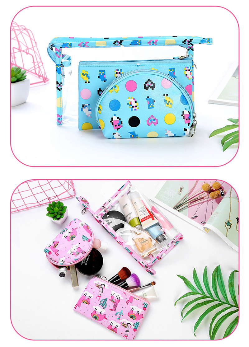 Waterproof Women Cute Cartoon Polyester Cosmetic Bag