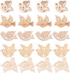 Laser Cut Wood Embellishment Hollow Out Wooden Leaves Bird Shape Ornament Wood