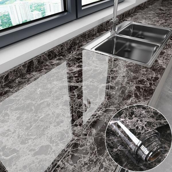 Buy cheap Glossy 120cm Wide Grey Marble Effect Wallpaper Stickers For Kitchen Wall from wholesalers
