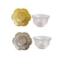 Buy cheap Lotus Base Hammer Pattern Transparent Glass Tea Cups Gold Silver Color product