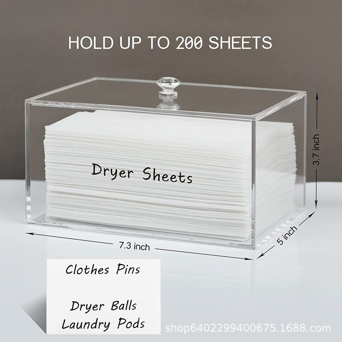 Custom Desktop Clear Acrylic Box Creative Lucite Storage Bins For Laundry Pods Tissue