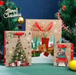 Offset Printing Cardboard Gift Bags 120-300gsm Christmas Pattern With Handles