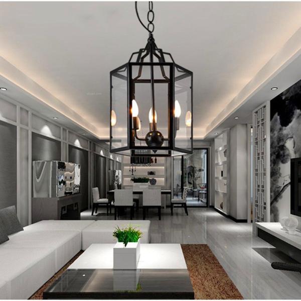 Vintage Led Candle Chandelier Black Candlesticks Bird Cages Living Rroom Loft
