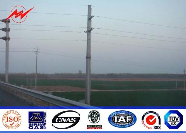Buy cheap AWS D 1.1 69kv Steel Tubular Electric Power Pole With Galvanized Cross Arm from wholesalers