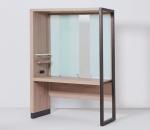 Springhill suites hotel sliding glass panel HPL oak finish metal frame desk unit